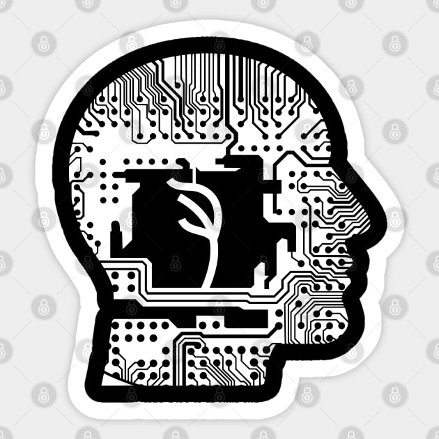 PsychOS Head Circuit Sticker by TheOuterLinux